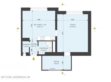 Pronájem bytu, 2+kk, 56 m²