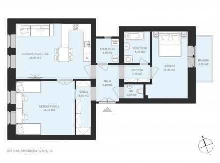 Prodej bytu, 3+kk, 85 m²