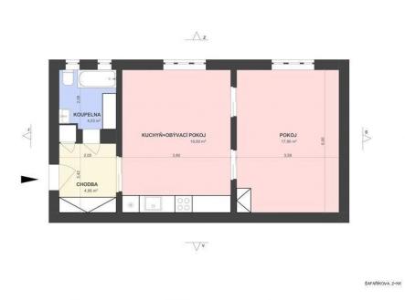 Pronájem bytu, 2+kk, 46 m²