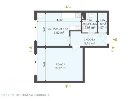 Pronájem bytu, 2+kk, 41 m²