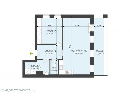 Pronájem bytu, 2+kk, 66 m²
