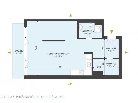 Pronájem bytu, 2+kk, 60 m²