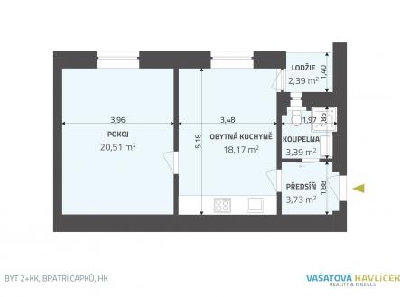 Pronájem bytu, 2+kk, 48 m²