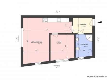 Pronájem bytu, 2+kk, 49 m²