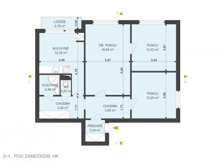 Pronájem bytu, 3+1, 79 m²