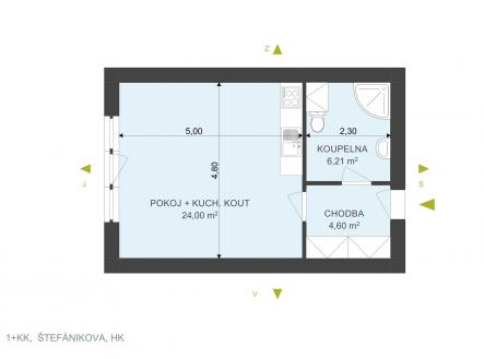 Pronájem bytu, 1+kk, 36 m²