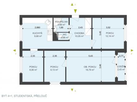 Prodej bytu, 4+1, 79 m²
