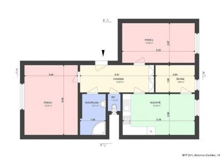 Pronájem bytu, 2+1, 72 m²