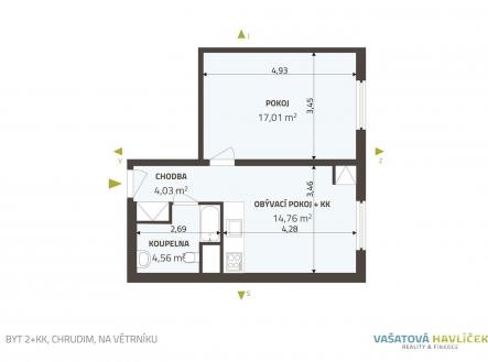 Pronájem bytu, 2+kk, 41 m²