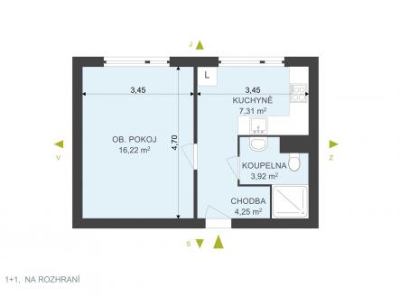 Pronájem bytu, 1+1, 35 m²