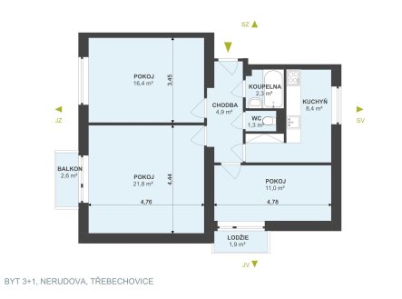 Prodej bytu, 3+1, 78 m²