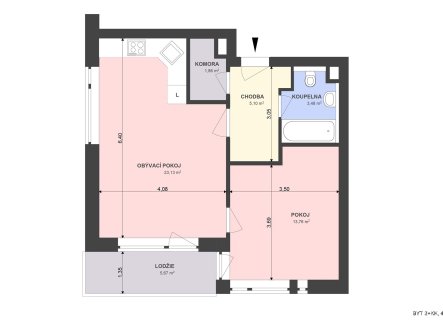 Pronájem bytu, 2+kk, 53 m²