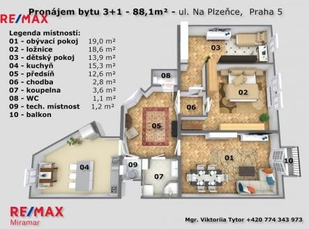 Pronájem bytu, 3+1, 95 m²