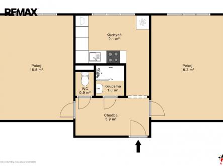 Prodej bytu, 2+1, 53 m²