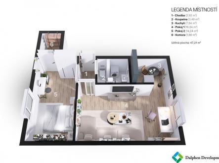 Prodej bytu, 2+kk, 47 m²
