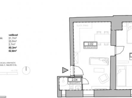 Prodej bytu, 2+kk, 53 m²