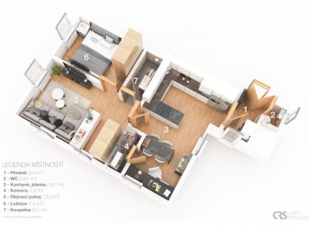 Prodej bytu, 3+kk, 55 m²