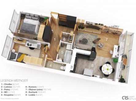 Pronájem bytu, 3+1, 64 m²