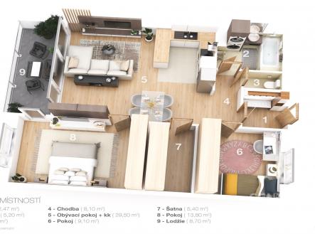 Pronájem bytu, 3+kk, 74 m²