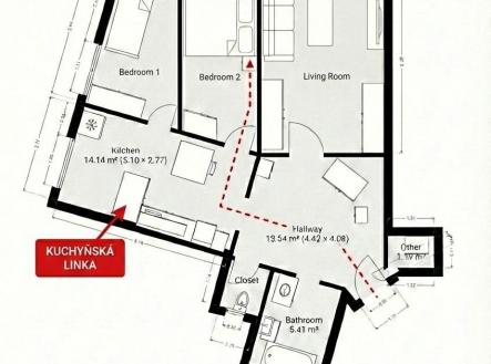 Prodej bytu, 2+1, 73 m²