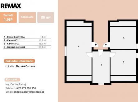 Pronájem kanceláře, 80 m²