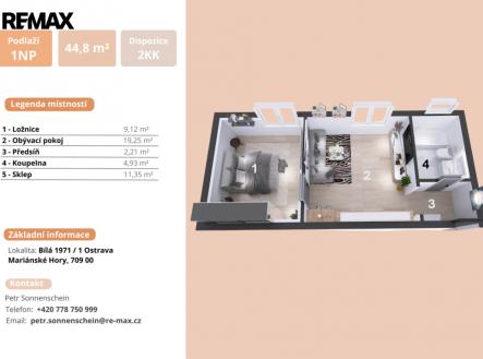 Pronájem bytu, 2+kk, 44 m²