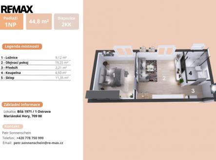 Pronájem bytu, 2+kk, 44 m²