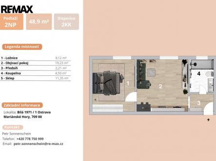 Pronájem bytu, 2+kk, 48 m²