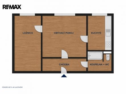 Pronájem bytu, 2+1, 43 m²