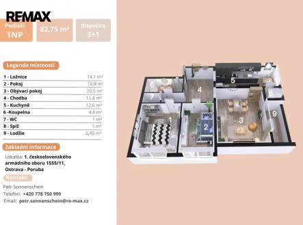 Pronájem bytu, 3+1, 84 m²