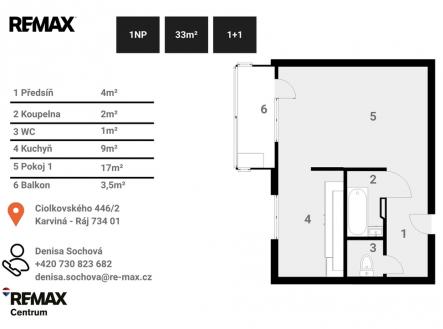 Pronájem bytu, 1+1, 35 m²
