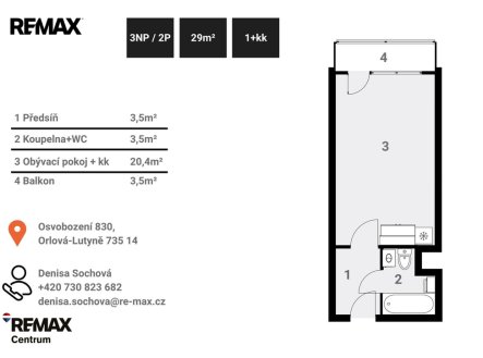 Pronájem bytu, 1+kk, 30 m²