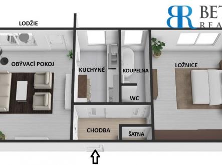 Prodej bytu, 2+1, 50 m²