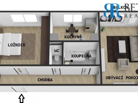 Prodej bytu, 2+1, 52 m²