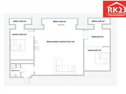 Prodej bytu, 3+kk, 80 m²