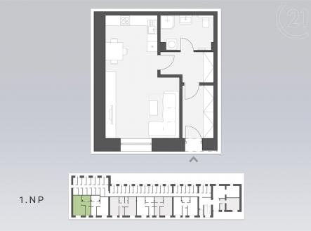 Prodej bytu, 1+kk, 43 m²