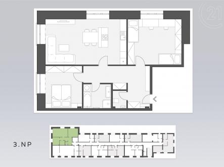 Prodej bytu, 3+kk, 90 m²