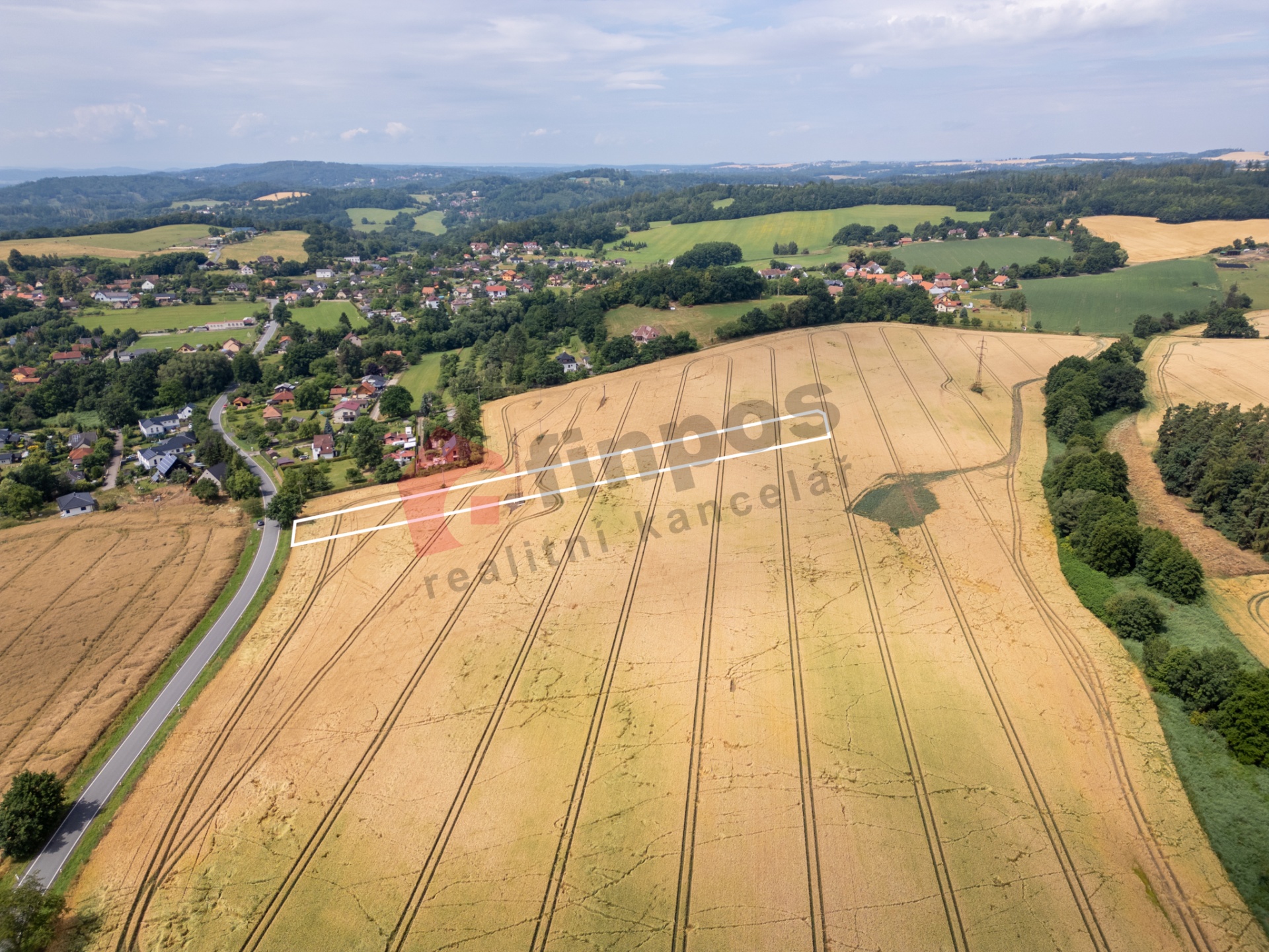 Investiční pozemek 5 417 m² u zástavby, sítě 25 m – Pyšely, Zaječice (okr. Benešov)