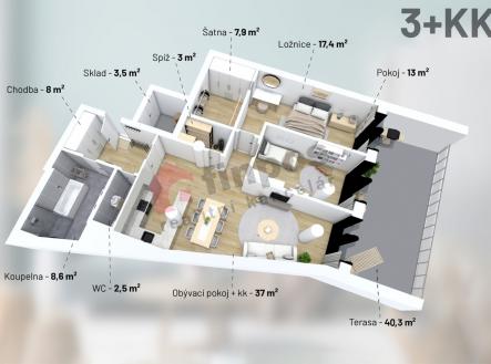 Prodej bytu, 3+kk, 104 m²