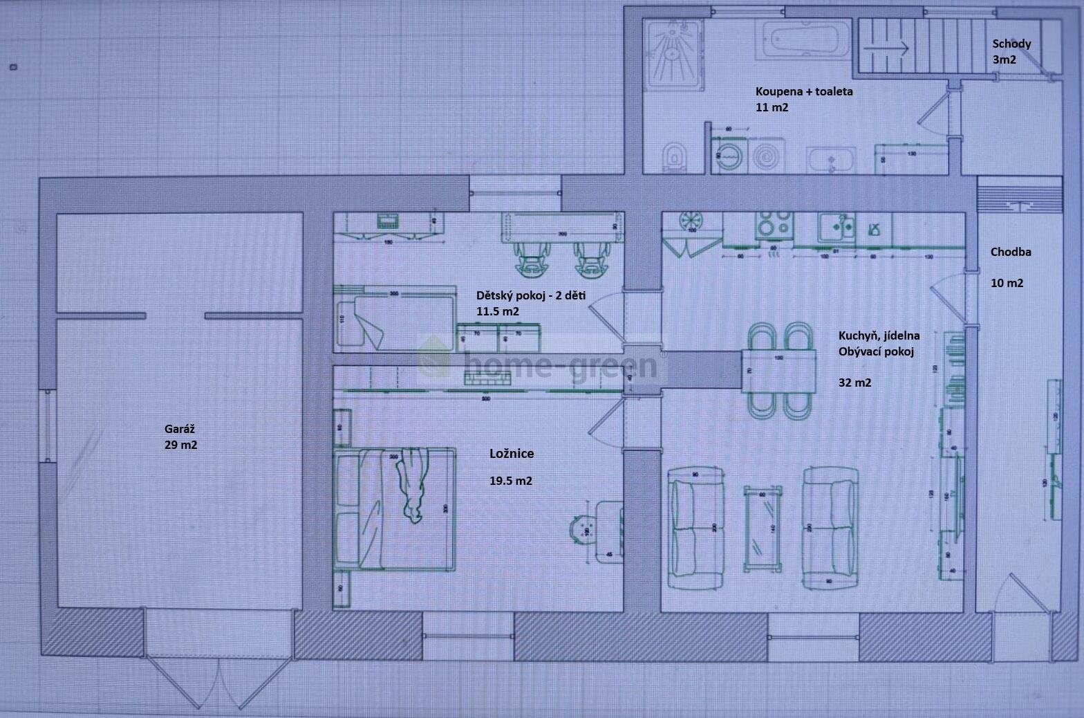 Návrh - 2. Nadzemní podlaží 3+KK