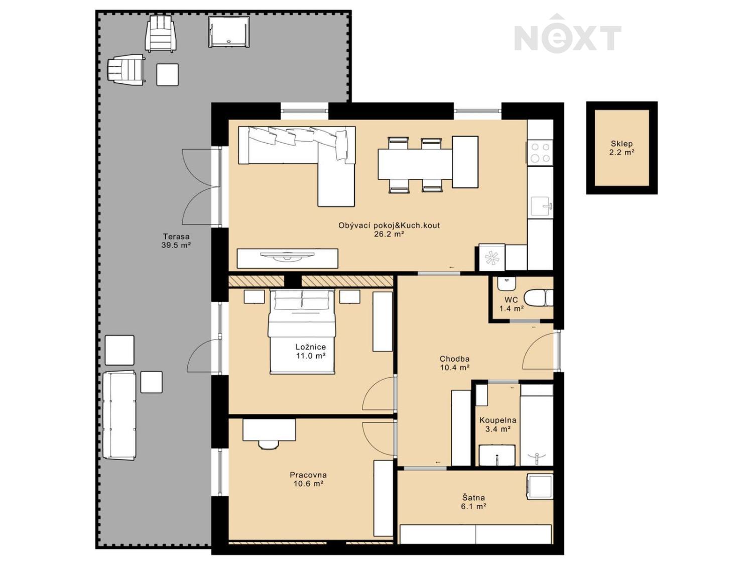 Prodej byt 3+kk, 70㎡