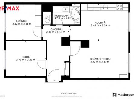 Prodej bytu, 3+kk, 77 m²