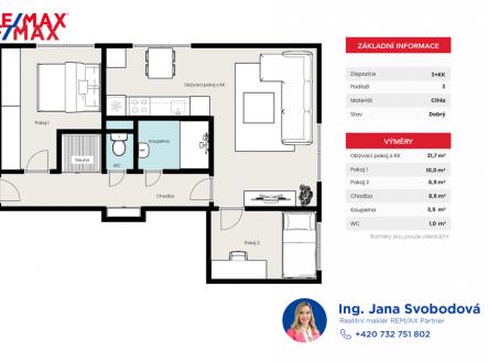 Prodej bytu, 3+kk, 56 m²