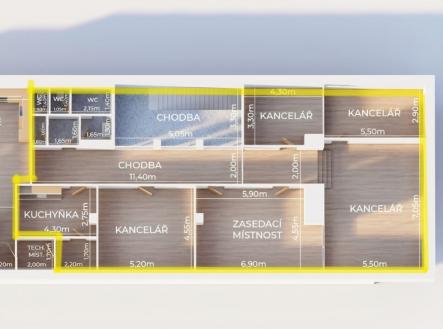 Pronájem kanceláře, 150 m²