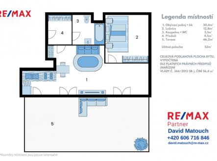Pronájem bytu, 2+kk, 56 m²