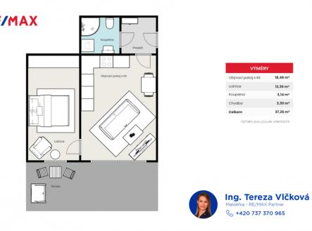 Pronájem bytu, 2+kk, 37 m²