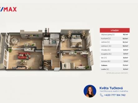 Prodej bytu, 3+1, 77 m²