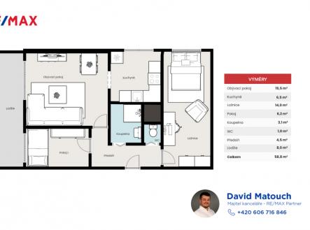 Prodej bytu, 3+1, 59 m²
