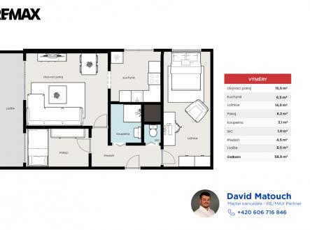 Prodej bytu, 3+1, 59 m²