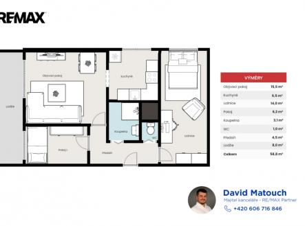 Prodej bytu, 3+1, 59 m²